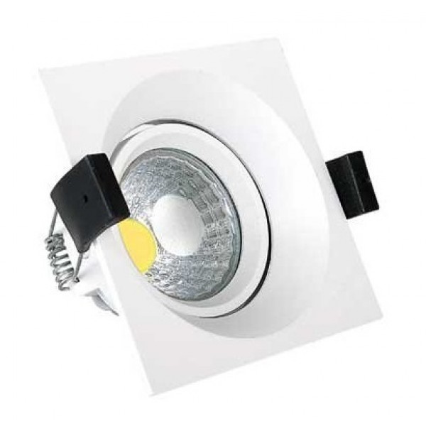 Foco Downlight LED COB Orientable Cuadrado Blanco 100x100mm 8W